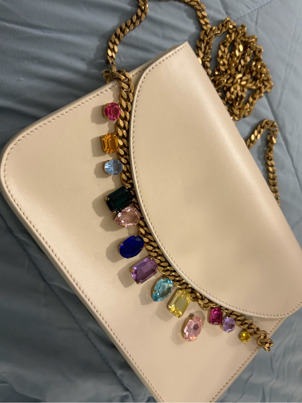 Loren Hope Made in Italy Crossbody Bag with Multicolor Gem Accents